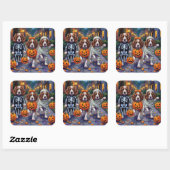 Sticker Carré Chiens Springer Spaniel en costumes d'Halloween (Feuille)