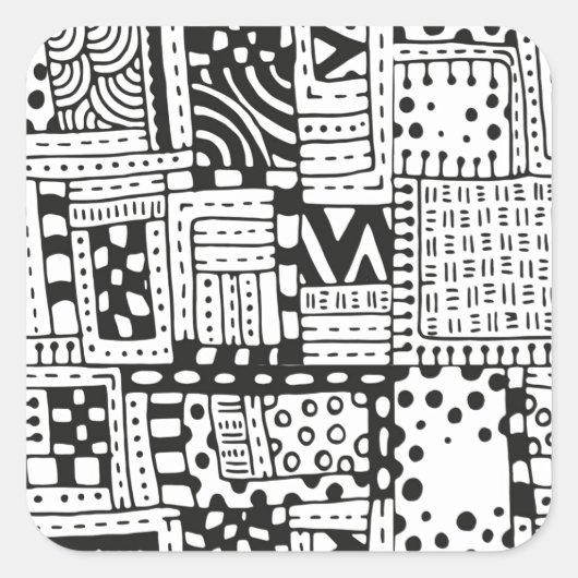 Sticker Carré Chiffres Abstraits indiens inspirés (Devant)