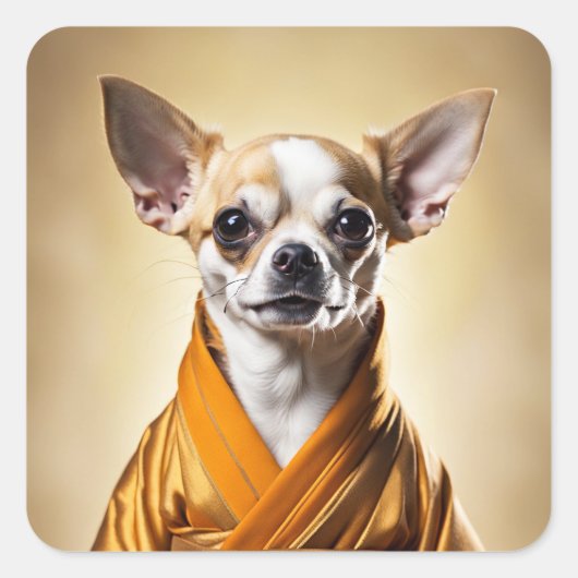 Sticker Carré Chihuahua bouddhiste (Devant)