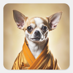 Sticker Carré Chihuahua bouddhiste