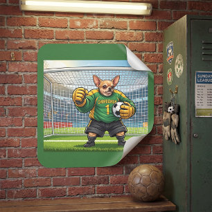Sticker Carré Chihuahua Chien Drôle Gardien de but de Football