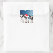 Sticker Carré Chihuahua Chiuppies mignonnes avec Noël du Père No (Sac)