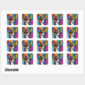 Sticker Carré Chihuahua, Colorful Pop Art Style, (Feuille)