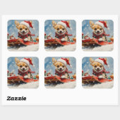 Sticker Carré Chihuahua Dog in Sledge Let it neiger Noël (Feuille)