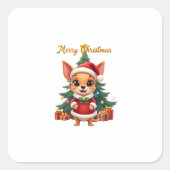 Sticker Carré Chihuahua Dog Merry Christmas (Devant)