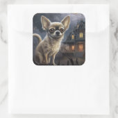Sticker Carré chihuahua Halloween effroi (Sac)