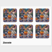 Sticker Carré Chihuahua Trick-or-Treating en costumes d'Hallowee (Feuille)