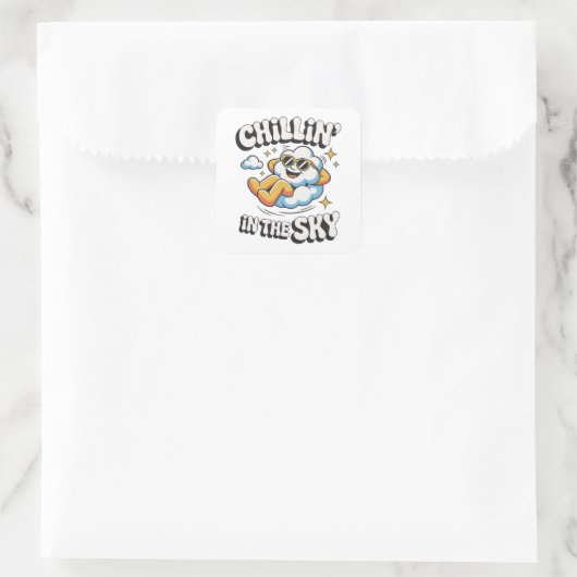 Sticker Carré Chillin' in the Sky Cute Cloud Design pour l'été a (Sac)