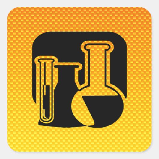 Sticker Carré Chimie orange jaune (Devant)