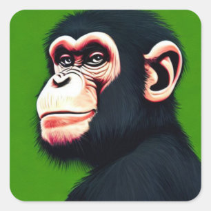Sticker Carré Chimpanzé