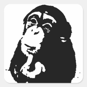 Sticker Carré Chimpanzé Pop Art Thinking