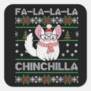 Sticker Carré Chinchilla Christmas Cadeau laid pour Chinchilla L