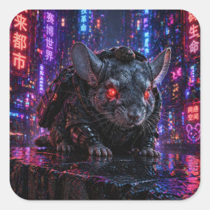 Sticker Carré Chinchilla Cyberpunk