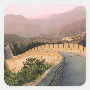 Sticker Carré Chine, comté de Huairou, Coucher de soleil sur le