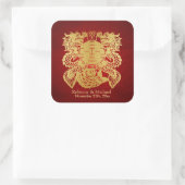 Sticker Carré Chine Double bonheur avec Dragons (Sac)