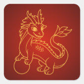 Sticker Carré Chinese Dragon on Red (Devant)