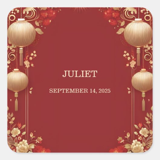 Sticker Carré Chinois asiatique Bilingue Hei Gras Enterrement de (Devant)