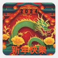 Chinois Jour de l'An Dragon Vert 2024 Origami SqS0