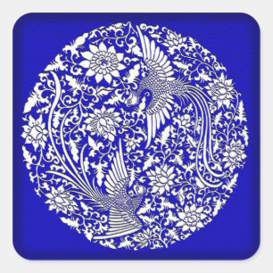 Sticker Carré Chinois Phoenix