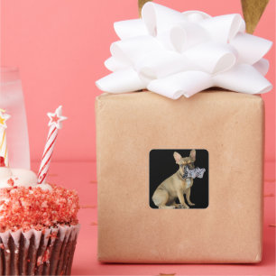 Sticker Carré Chiot Bouledogue Français French Bulldog