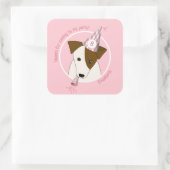 Sticker Carré chiot chien d'anniversaire portant fête casquette  (Sac)