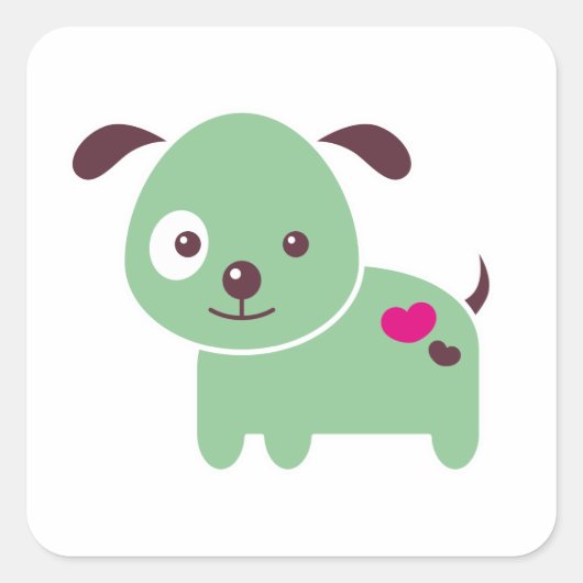 Sticker Carré Chiot de Kawaii (Devant)