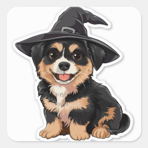 Sticker Carré Chiot d'Halloween