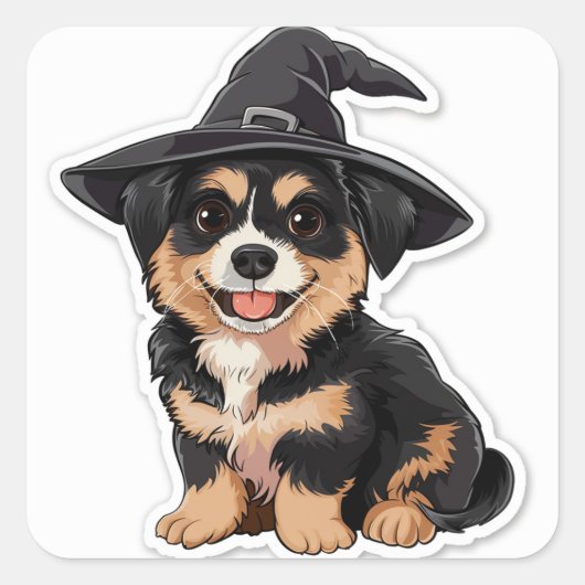 Sticker Carré Chiot d'Halloween (Devant)