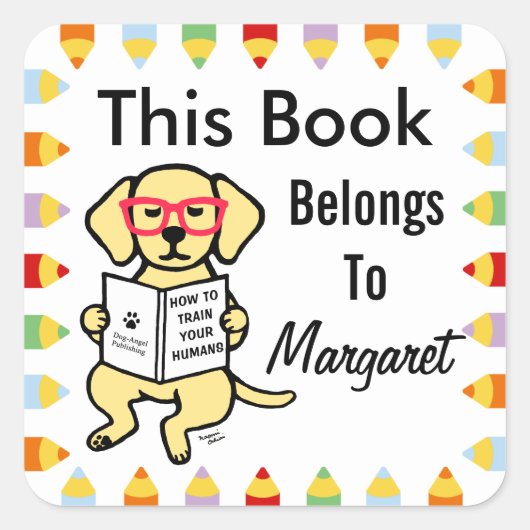 Sticker Carré Chiot du Labrador jaune hipster (Devant)