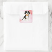 Sticker Carré Chiot Espagnol Cavalier de trois couleurs (Sac)