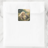 Sticker Carré Chiot Et Kitten (Sac)