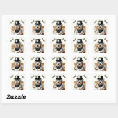 Sticker Carré Chiot Goldendoodle Mignon (Feuille)