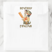 Sticker Carré Chiot rétro mignon - Détruire le fascisme (Sac)