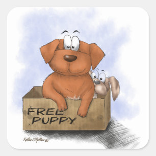 Sticker Carré Chiots Gratuits Plus 1 Dessin Animé