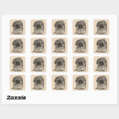 Sticker Carré Chiots Pékinois (Feuille)