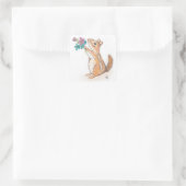 Sticker Carré Chipmunk avec bouquet de fleurs (Sac)