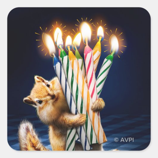 Sticker Carré Chipmunk Birthday Candles (Devant)