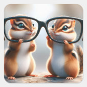Sticker Carré Chipmunks avec lunettes noires (Devant)
