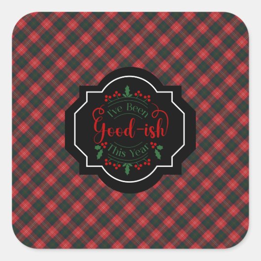 Sticker Carré Chisholm Modern Scottish Tartan Christmas (Devant)
