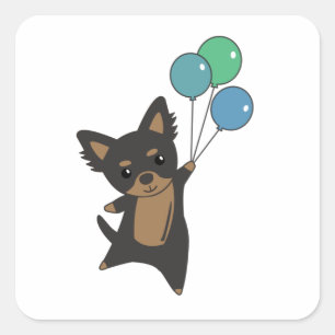 Sticker Carré Chiwawa Chig S'Envole Avec Des Ballons
