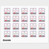 Sticker Carré Cho Choo Train Anniversaire Retour Adresse Phoques (Feuille)