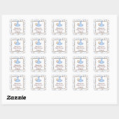 Sticker Carré Chocolat Brown Blue Dot Baby shower Favoriser (Feuille)