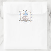 Sticker Carré Chocolat Brown Blue Dot Baby shower Favoriser (Sac)