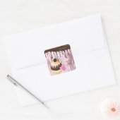 Sticker Carré Chocolat Cake Ball Cupcake Rose 2 (Enveloppe)