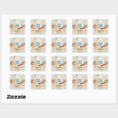 Sticker Carré Chocolat chaud Baby shower d'hiver garçon (Feuille)