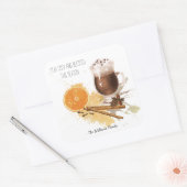 Sticker Carré Chocolat Chaud Cinnamon Orange Saison Salutations (Enveloppe)