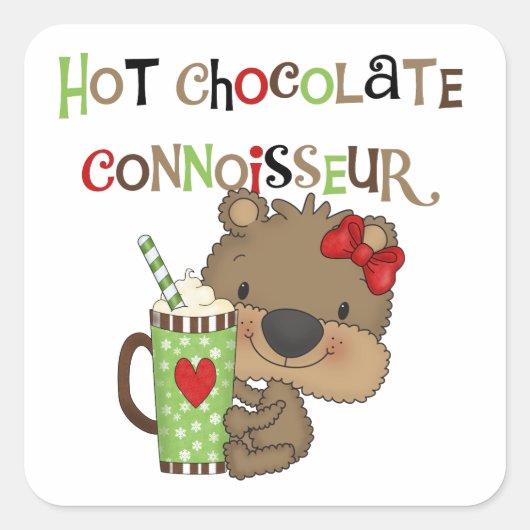 Sticker Carré Chocolat chaudOurs de fille de connaisseur (Devant)