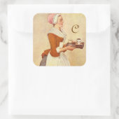 STICKER CARRÉ CHOCOLAT FONDUE DÎNER FÊTE MONOGRAMME (Sac)