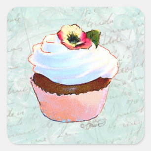 Sticker Carré Chocolat rose français style victorien