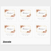 Sticker Carré chocolat rose rose pâle mariage merci (Feuille)